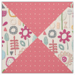paper cut flower coral diamonds fabric