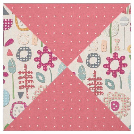 paper cut flower coral diamonds fabric