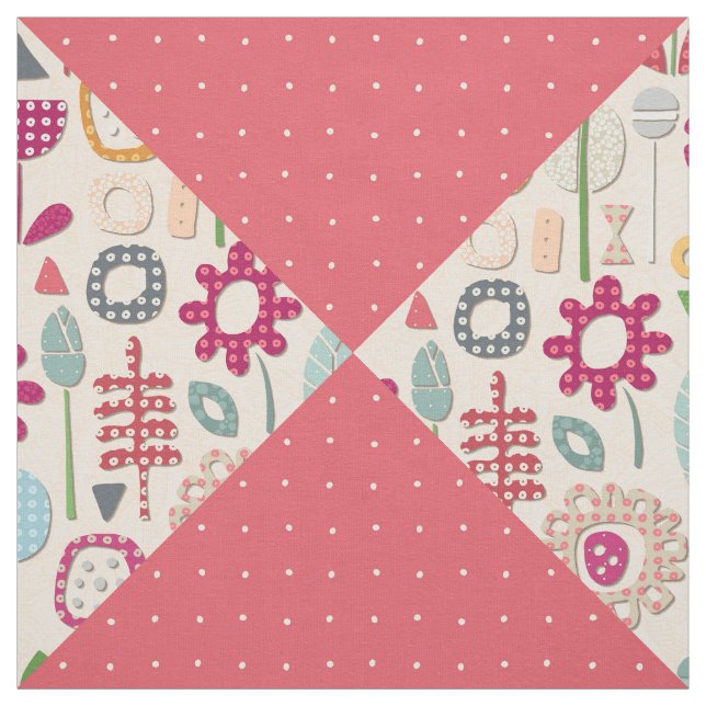 paper cut flower coral diamonds fabric (Swatch)