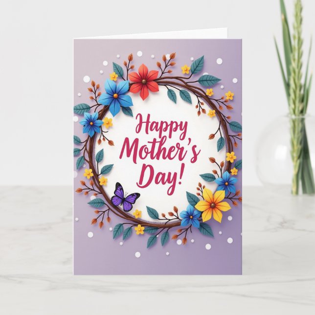 Paper Cut Flower Wreath Card (Front)