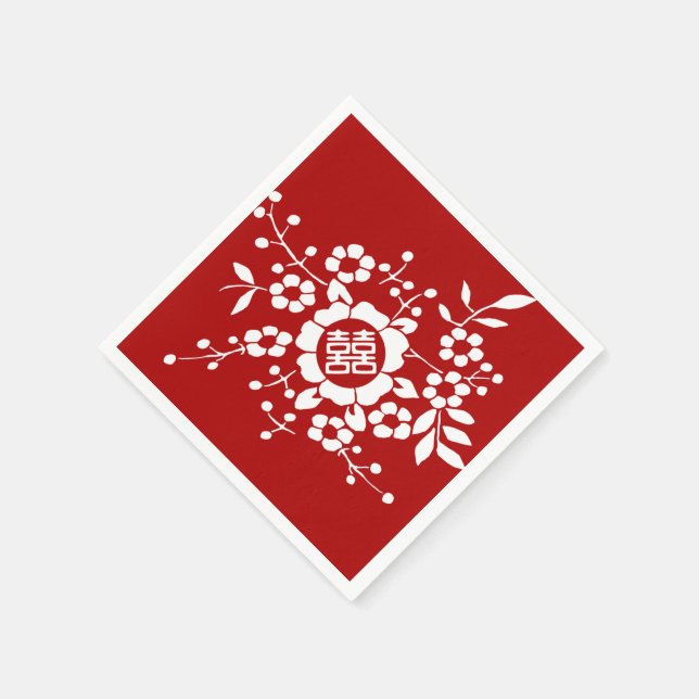 Paper Cut Flowers • Double Happiness Napkins (Corner)