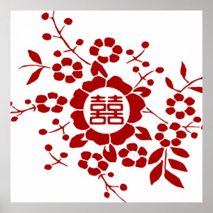 Paper Cut Flowers • Double Happiness Poster
