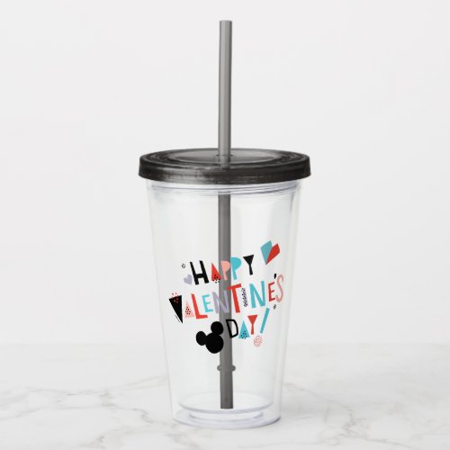 Paper Cut Mickey  Happy Valentines Day Acrylic Tumbler