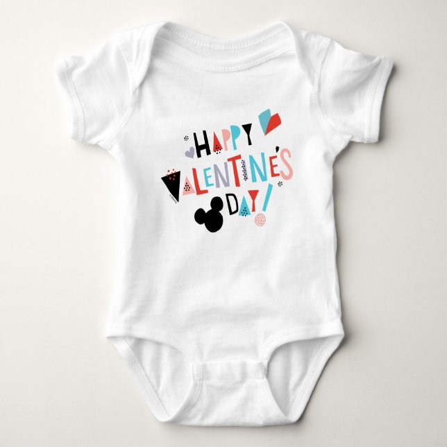 Paper Cut Mickey | Happy Valentine's Day Baby Bodysuit (Front)