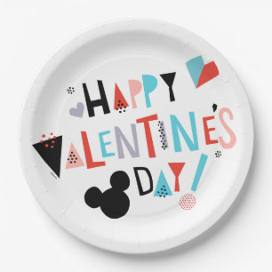 Paper Cut Mickey   Happy Valentine's Day Plates