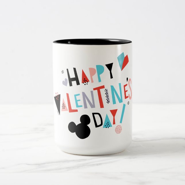 Paper Cut Mickey | Happy Valentine's Day Two-Tone Coffee Mug (Center)