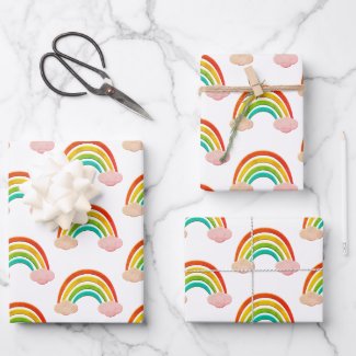 Paper Cut Rainbow And Pink Clouds