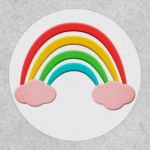 Paper Cut Rainbow And Pink Clouds Patch
