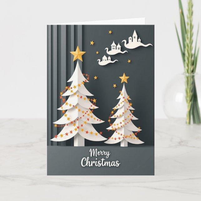 Paper Cut Winter Tree Card (Front)