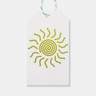 Paper Cut Yellow Sun Print Gift Tags