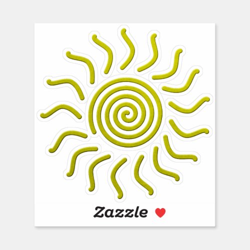 Paper Cut Yellow Sun Print Sticker
