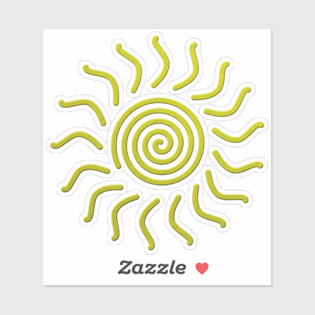 Paper Cut Yellow Sun Print Sticker (Sheet)