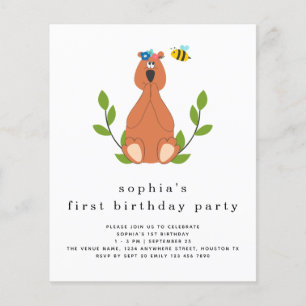 PAPER Cute Bear Bee 1st Birthday Party Invite