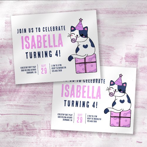 PAPER Cute Cat Kids Birthday Party Invitation