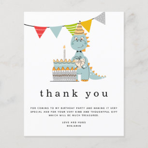 PAPER Cute Dinosaur Cake Kids Birthday Thank You