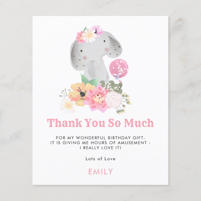 PAPER | Cute Elephant Young Child Thank You (Front)