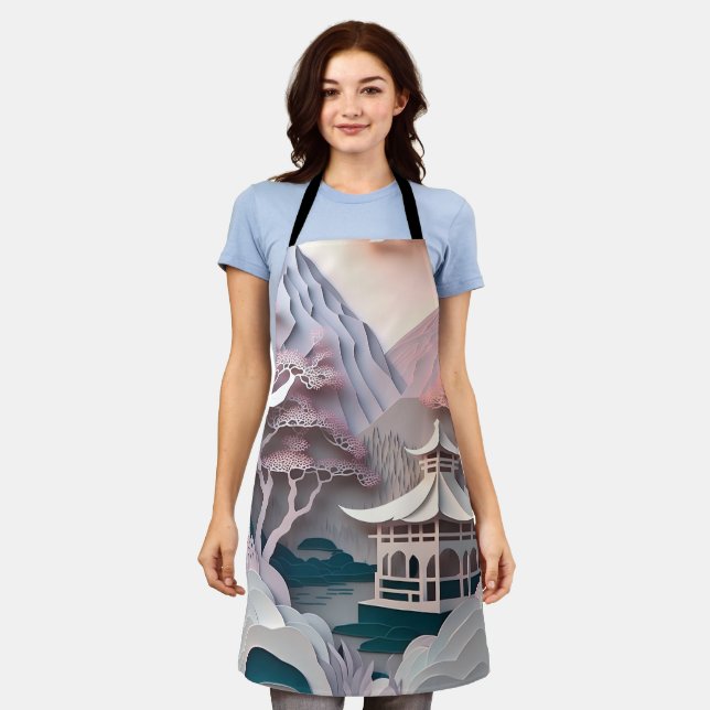 Paper Cutout Pavilion Landscape Apron (Worn)