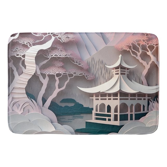 Paper Cutout Pavilion Landscape Bath Mat (Front)
