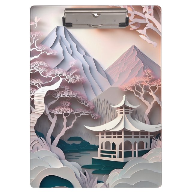Paper Cutout Pavilion Landscape Clipboard (Front)