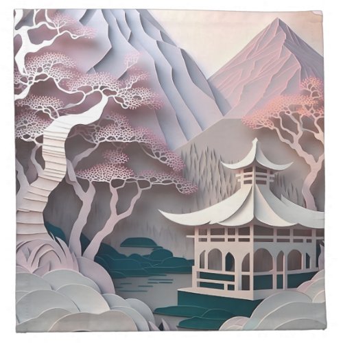 Paper Cutout Pavilion Landscape Cloth Napkin