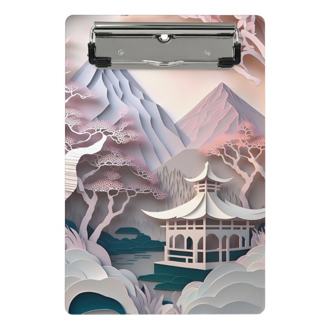 Paper Cutout Pavilion Landscape Mini Clipboard (Front)