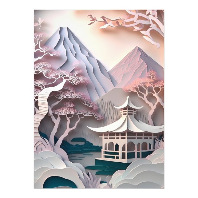 Paper Cutout Pavilion Landscape Photo Enlargement (Front)
