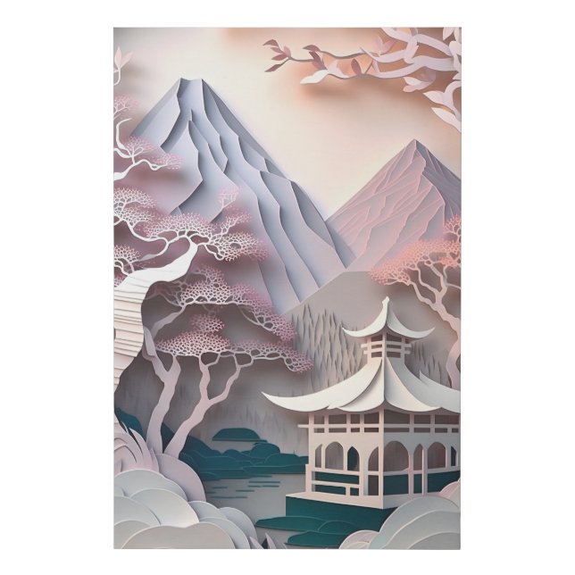 Paper Cutout Pavilion Landscape Wrapped Faux Canvas Print (Front)
