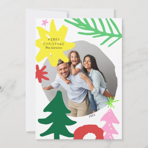 Paper Cutouts Modern Abstract Christmas Photo Card