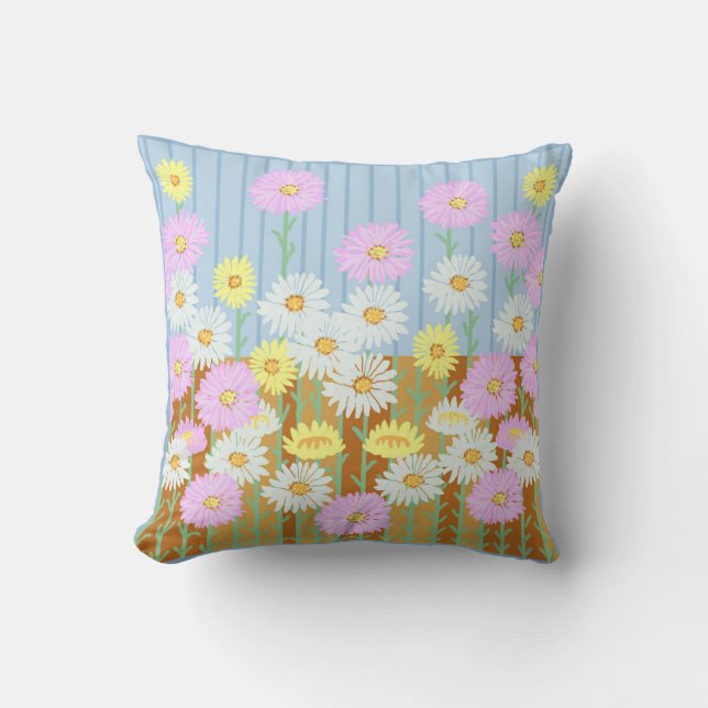 Paper daisies strawflowers throw pillow (Front)
