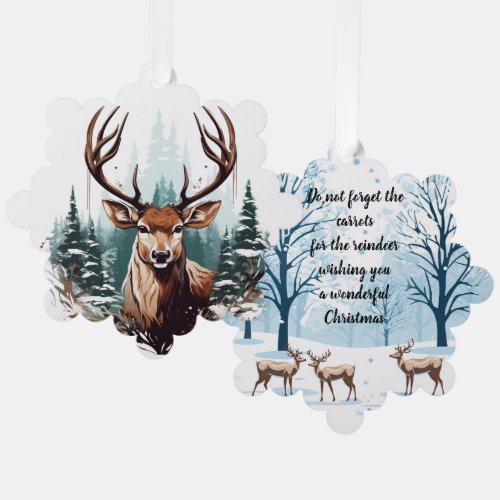 Paper deer add photo or edit words Ornament Card