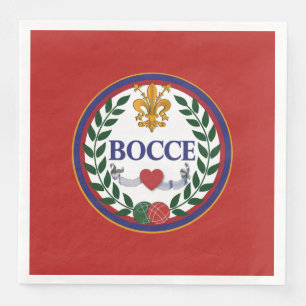 Paper dinner napkin with a bocce theme