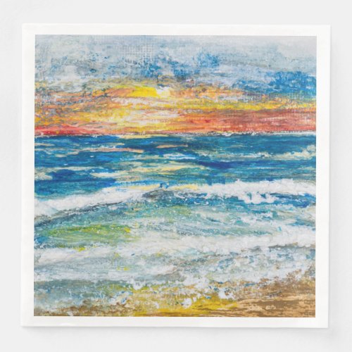 Paper Dinner Napkins - Sea Waves Sunset