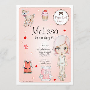Paper Doll Birthday Party Invitation