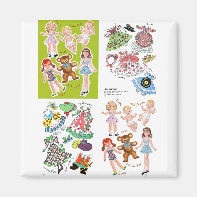 Paper Doll Fifties Design, Adorable Retro Magnet (Front)