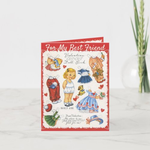 Paper Dolls Valentines Day Personalized Vintage Holiday Card