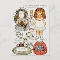 Paper Dolly Queen of the May Paper Doll Postcard