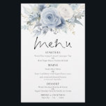 PAPER | Dusty Blue Florals Wedding Menu<br><div class="desc">PAPER | Dusty Blue Florals Wedding Menu. A great value size 5.5” x 8.5” PAPER (not card) alternative. An informal set typography in black for the main heading Menu complementing the rest of the text which you can easily personalise,  with beautiful autumn colored flowers and grasses at the top.</div>