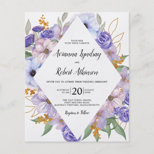PAPER Dusty Purple Floral Wedding Invitation