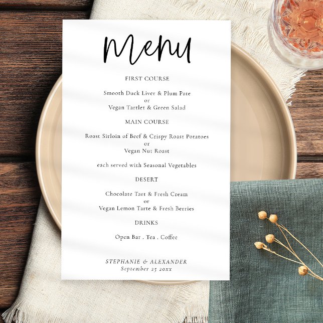 PAPER Elegant Script Any Color Wedding Menu (Creator Uploaded)