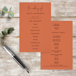 PAPER Elegant Text Terracotta Wedding Program