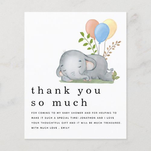 PAPER Elephant Blue Boy Baby Shower Thank You