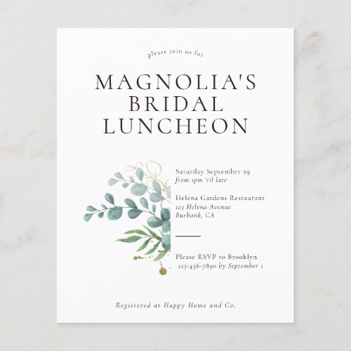 PAPER Eucalyptus Bridal Luncheon Invitation