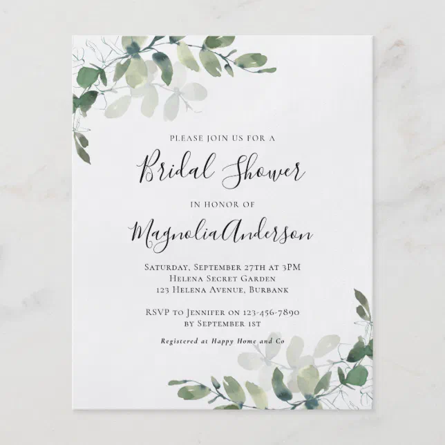 PAPER Eucalyptus Bridal Shower Invitation Zazzle