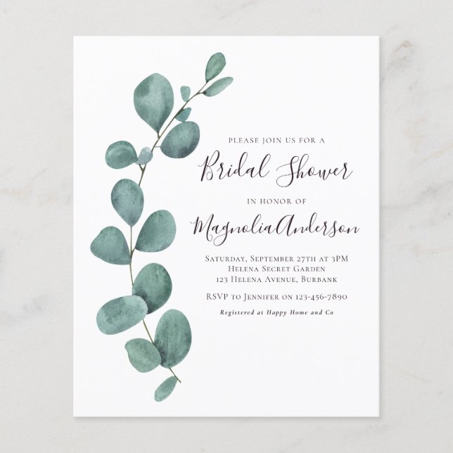 PAPER Eucalyptus Bridal Shower Invitation (Front)