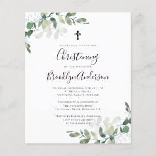 PAPER Eucalyptus Greenery Christening Invitation