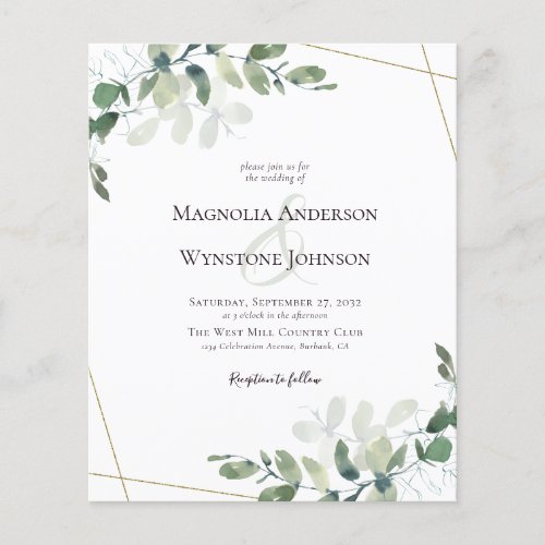 PAPER Eucalyptus Greenery Gold Wedding Invitation