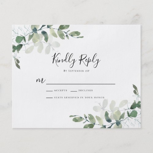 PAPER Eucalyptus Greenery Wedding RSVP Card