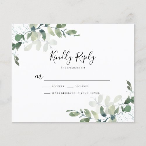 PAPER Eucalyptus Greenery Wedding RSVP Card