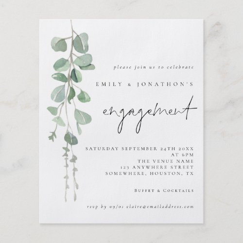 PAPER  Eucalyptus Script Engagement Party Invite