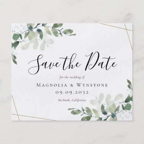 PAPER Eucalyptus Watercolor Wedding Save The Date